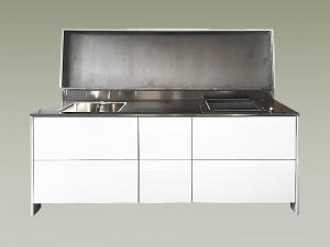 CUCINA INOX LACCATA BIANCA CON COPERCHIO PER LE INTEMPERIE