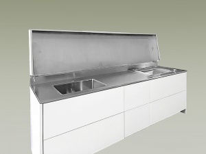CUCINA INOX LACCATA BIANCA CON COPERCHIO PER LE INTEMPERIE