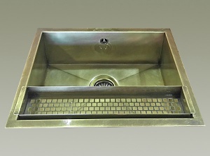 Lavello Cucina Ottone Brunito con scola bicchieri levabile
